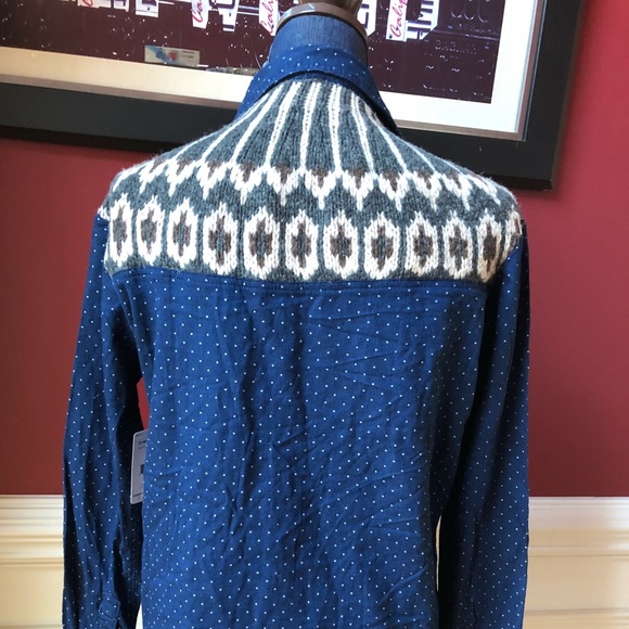 Free People NWT Sage Contrast Shirt Blue Small, - Picture 2 of 8